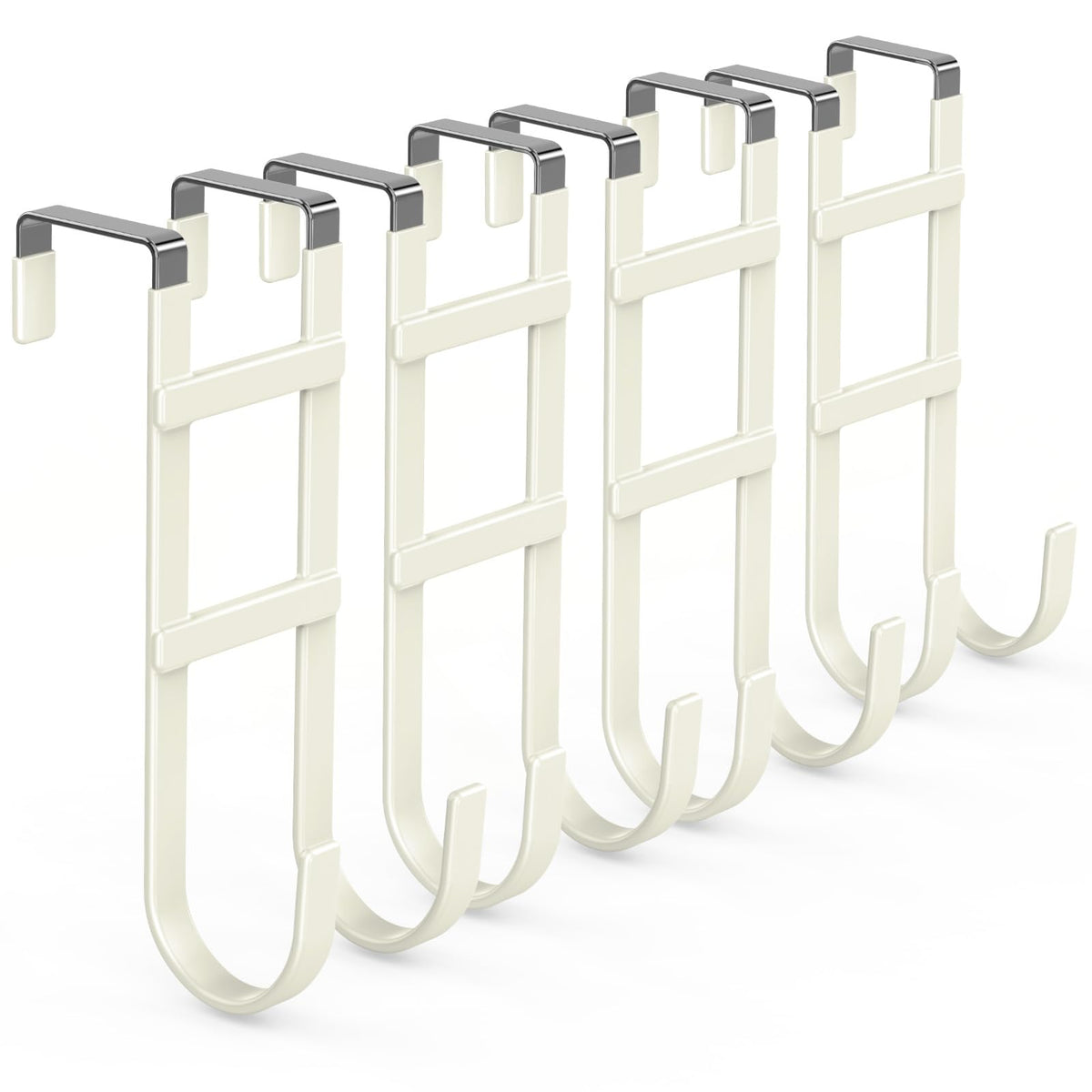 FYY Over the Door Hooks, Single-Hanger 4 Pack, Fits Doors 1 3/8" White