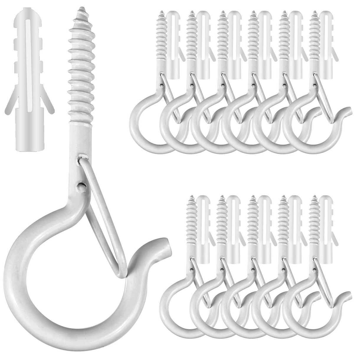 FSAH 36 PCS Q-Hanger Hooks with Safety Buckle, Windproof Screw Hooks