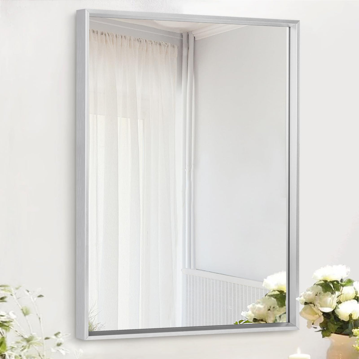 AAZZKANG Mirrors for Wall Rectangular Metal Framed Black 16"x12"