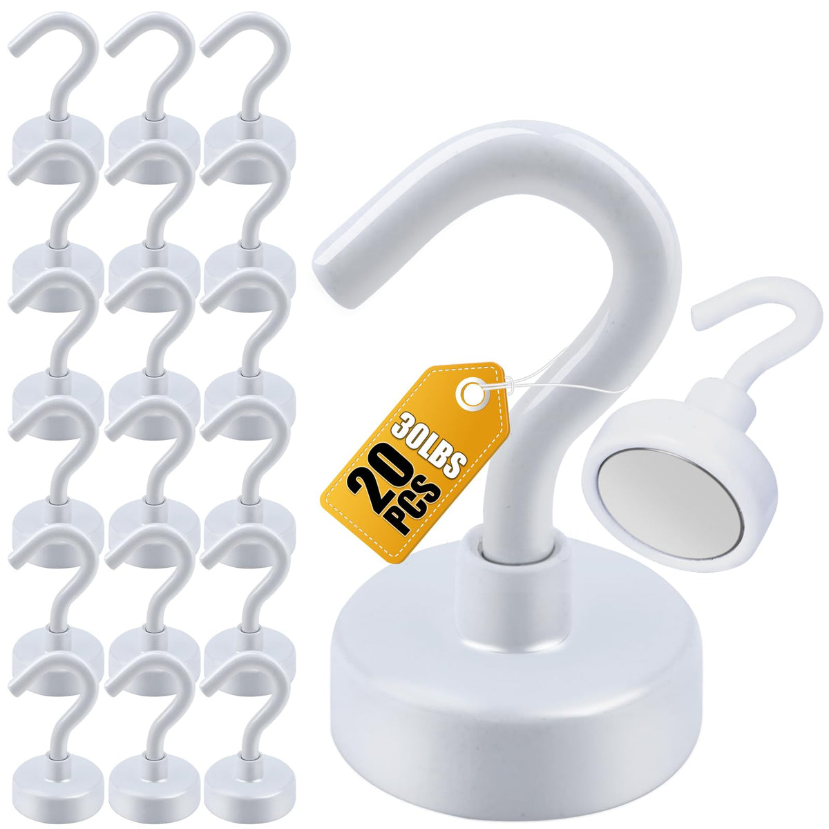 DIYMAG Magnetic Hooks 20pcs 30lbs+ Cruise Essentials 2026 Magnet Hook Black