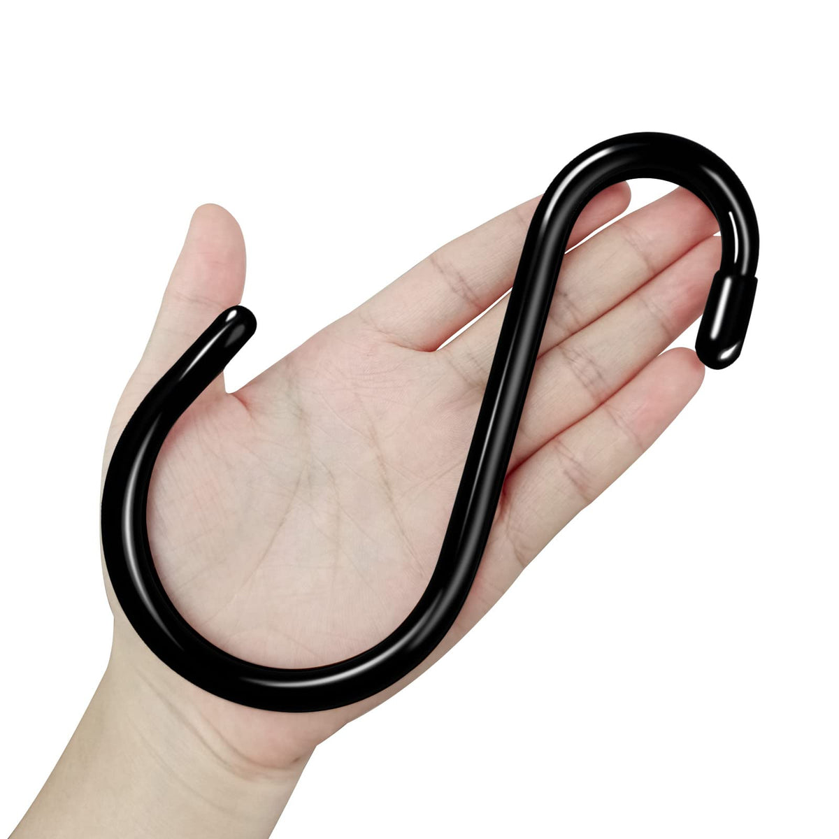 DINGEE 6 Inch Heavy Duty S Hooks, Large S Hook for Hanging Plants, Vinyl Coated S Hook 6 Pack Sturdy Non Slip Black S Hooks for Hanging Closet,Bird Feeders,Kitchen,Large Object,Garden Tools