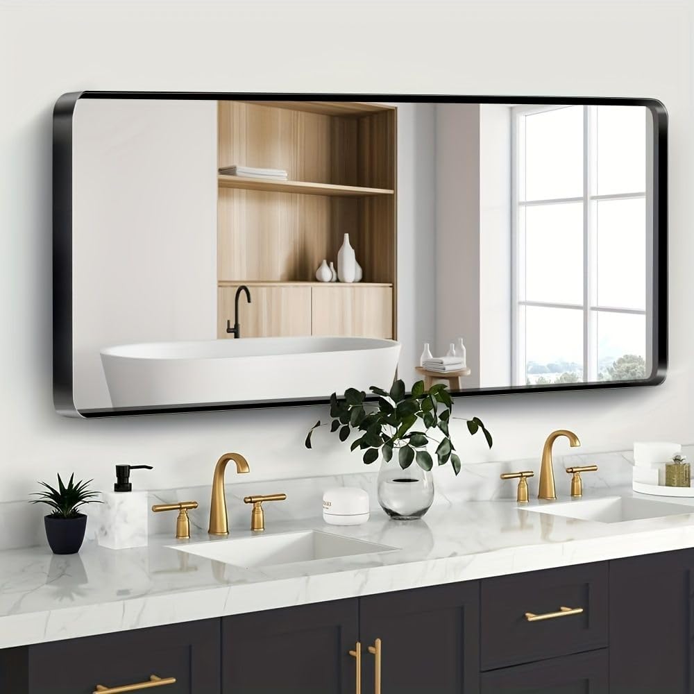JISOSO 22x30 Inch Black Bathroom Mirror Metal Framed