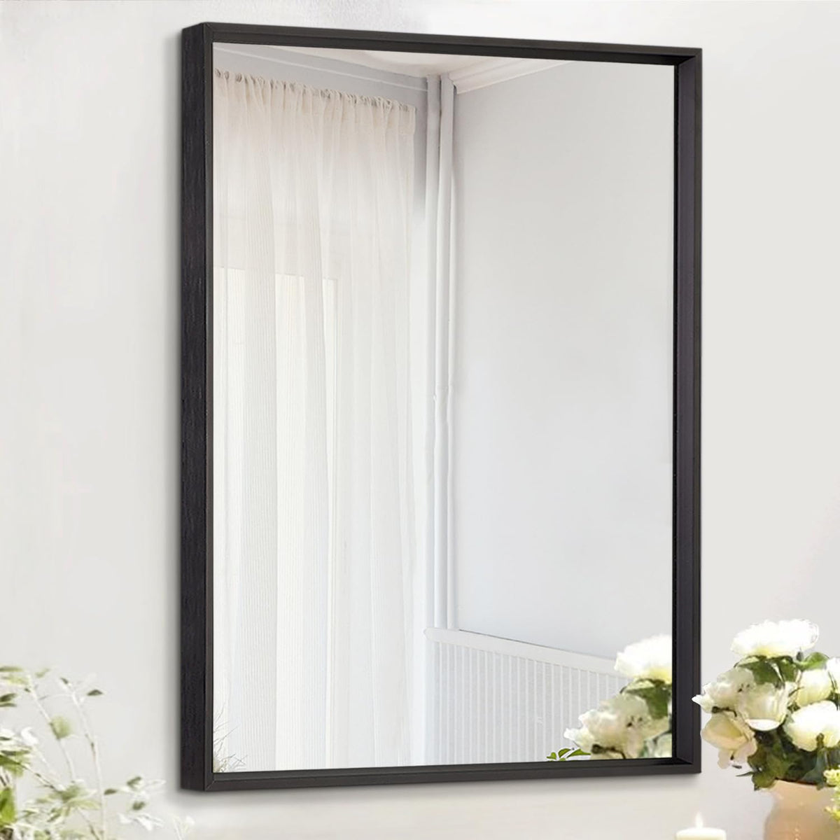 AAZZKANG Mirrors for Wall Rectangular Metal Framed Black 16"x12"