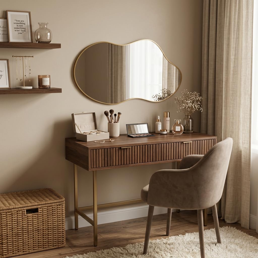 Irregular Wall Mirror 24×40 Inch Black