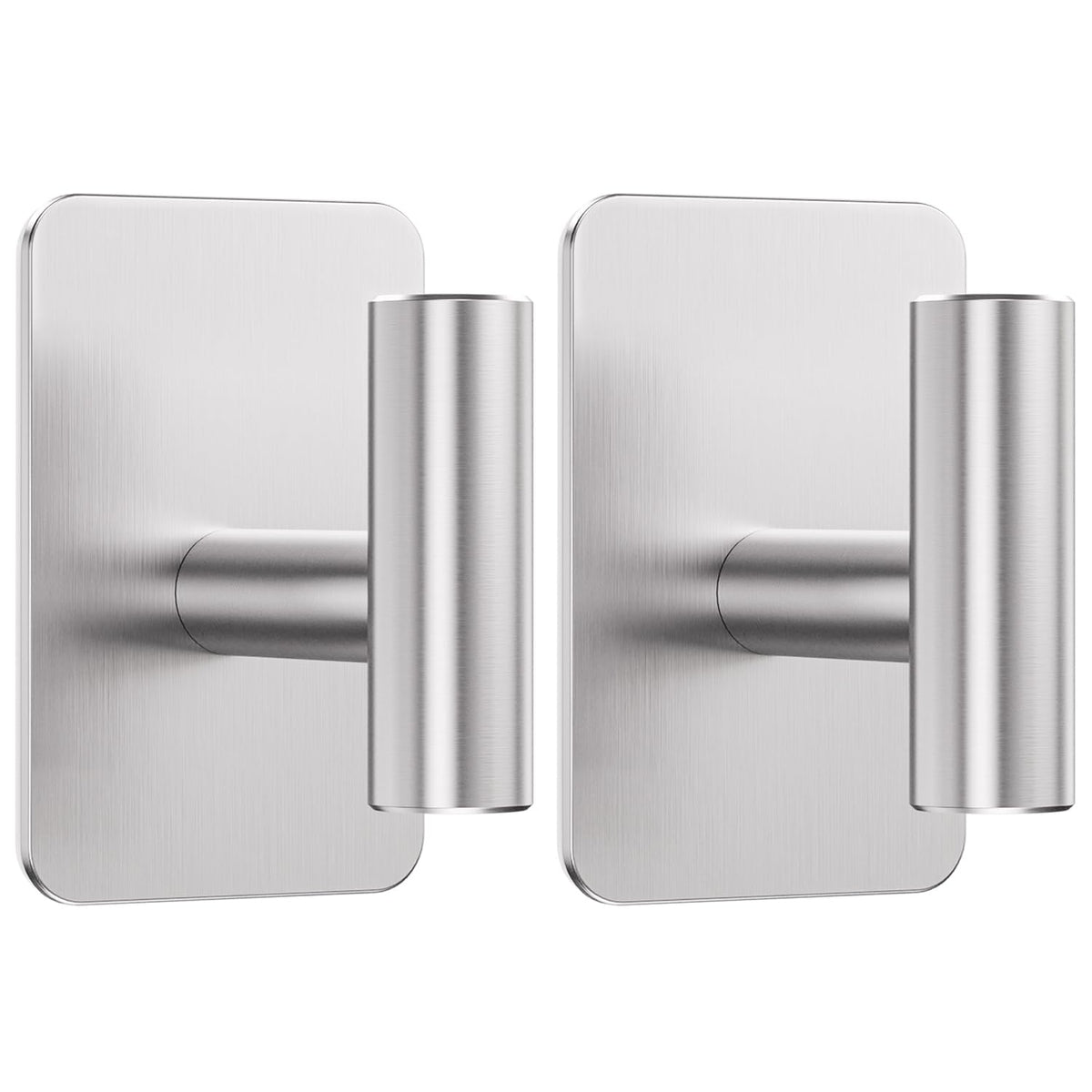 Large Heavy Duty Wall Hooks - 26lb Max, Stainless Steel Adhesive Towel Hooks for Hanging Towel, Coat, Robe, Hat, Sticky Towel Holder for Wall Mount in Bathroom, Shower, Kitchen (Black, 4 Pack)