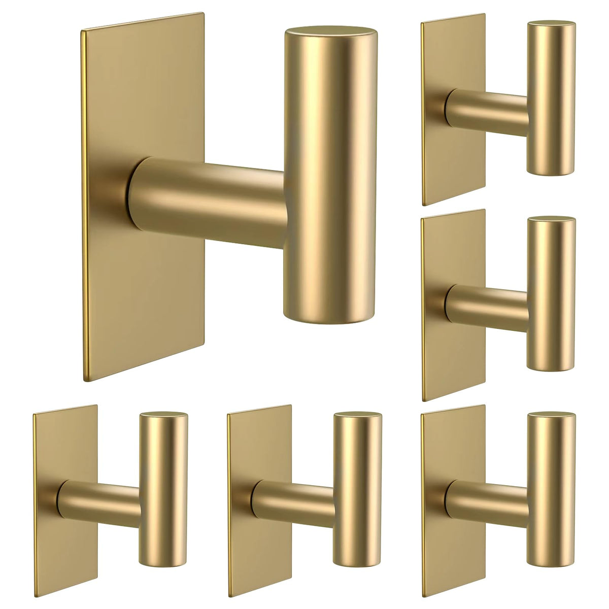 VAEHOLD Wall Towel Hooks, Heavy Duty Sticky Holder Waterproof Towel Hooks for Hanging Coat, Clothes, Closet Hook Wall Mount for Kitchen (Gold, 4 Pack)