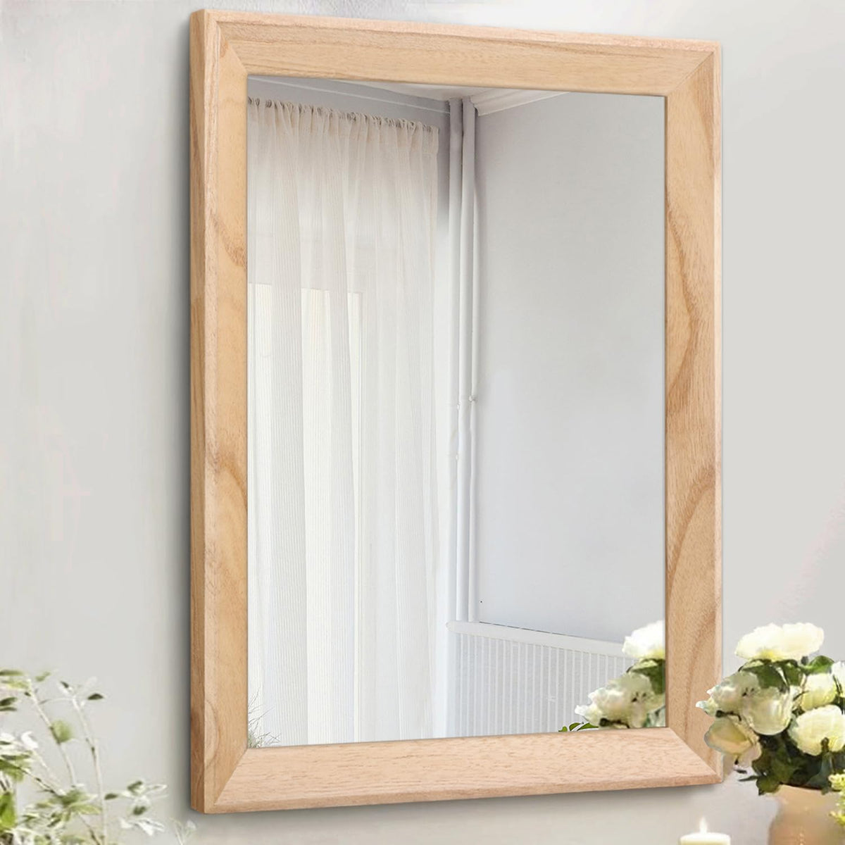 AAZZKANG Wall Mirror Black Wood Framed Rectangle Mirrors for Wall 16"x12"