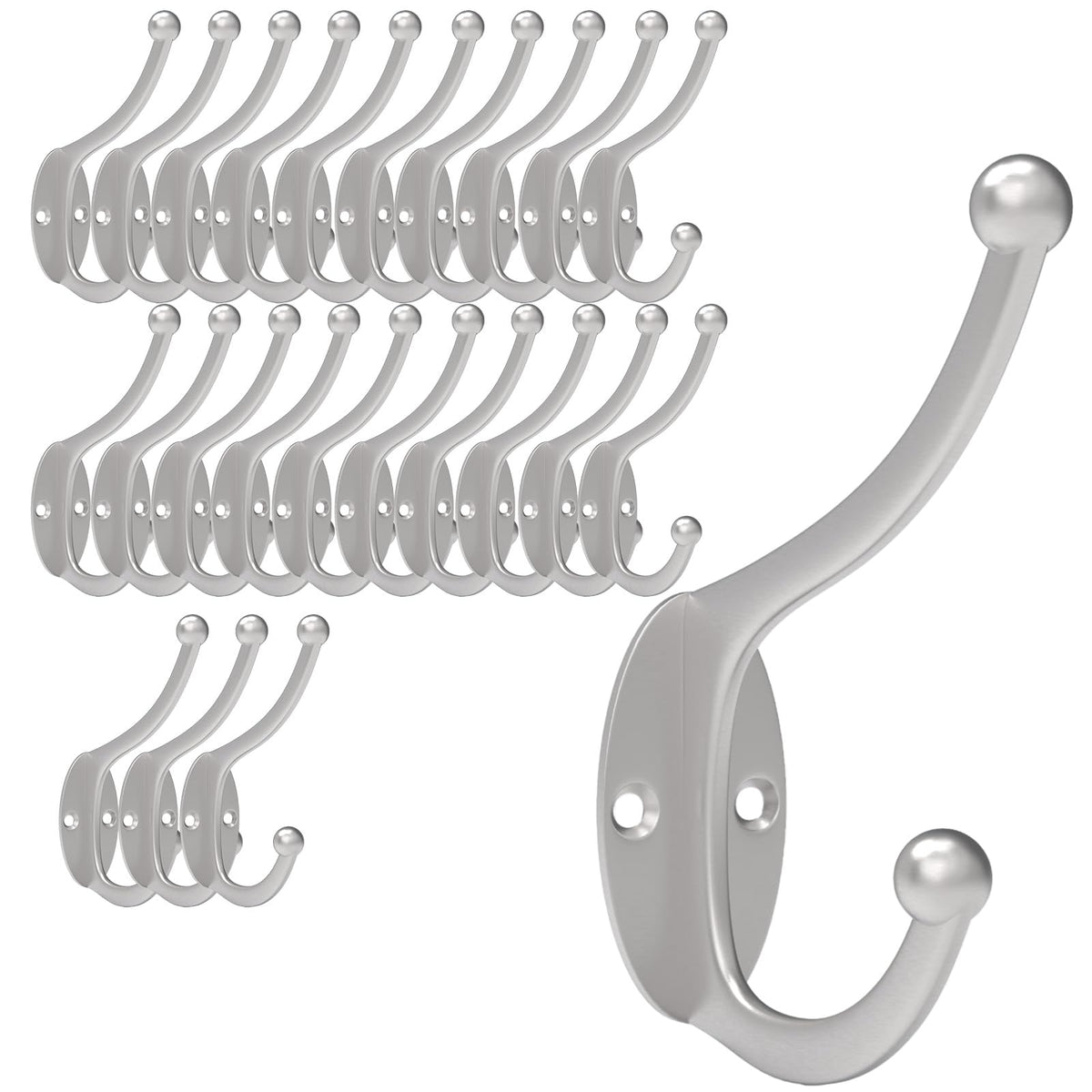 CBWLWJ 32 Pack Coat wall Hooks for Hanging, Durable Coat Hook Wall Mount, with Easy Installation Metal Closet Hooks, Living Rooms, Entrances, Bathrooms, Bedrooms(Black)