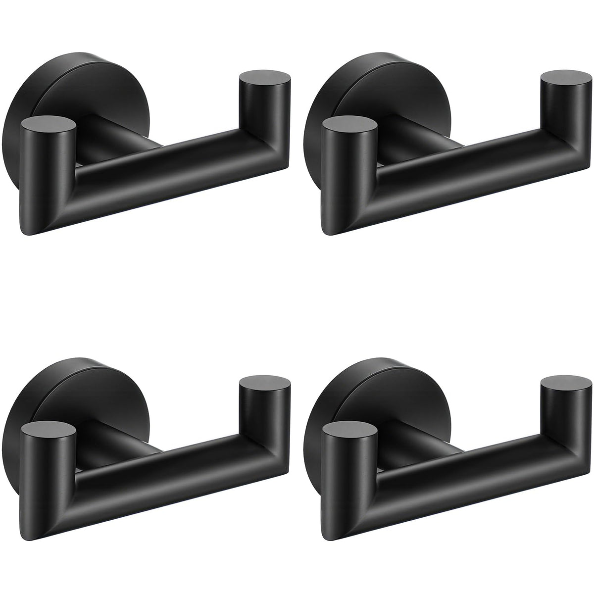Towel Hooks for Bathrooms,Towel Hook for Kitchen Bathroom,SUS304 Stainless Steel Coat Hook,Heavy Duty Double Holder Robe Hooks for Hanging Towels,Coats,Sponges,Clothes,Wall Mount,Matte Black,2 Pack