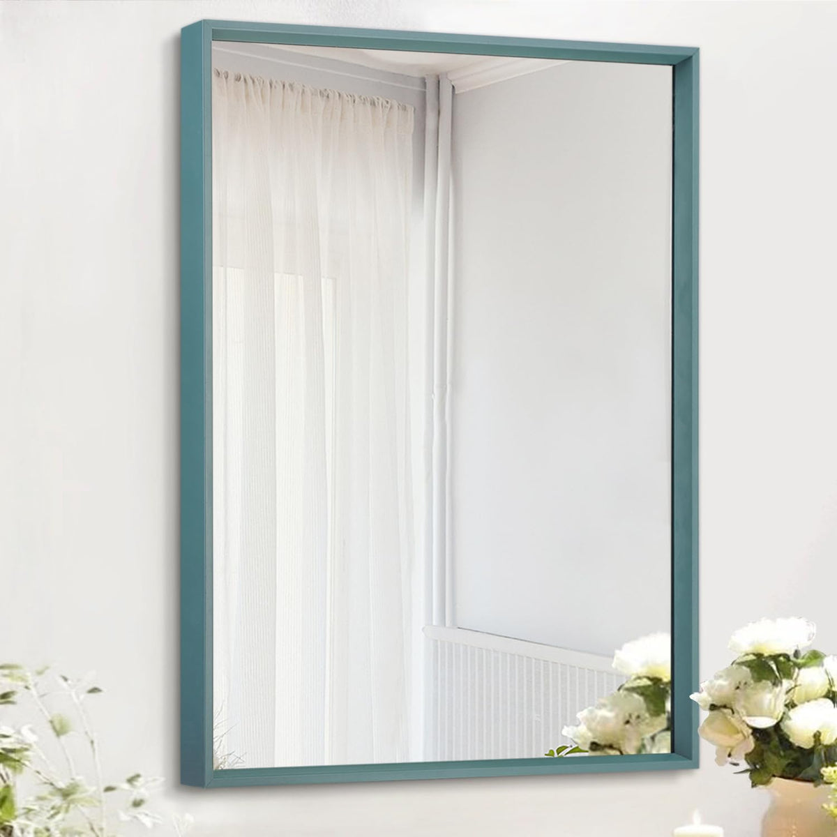 AAZZKANG Mirrors for Wall Rectangular Metal Framed Black 16"x12"