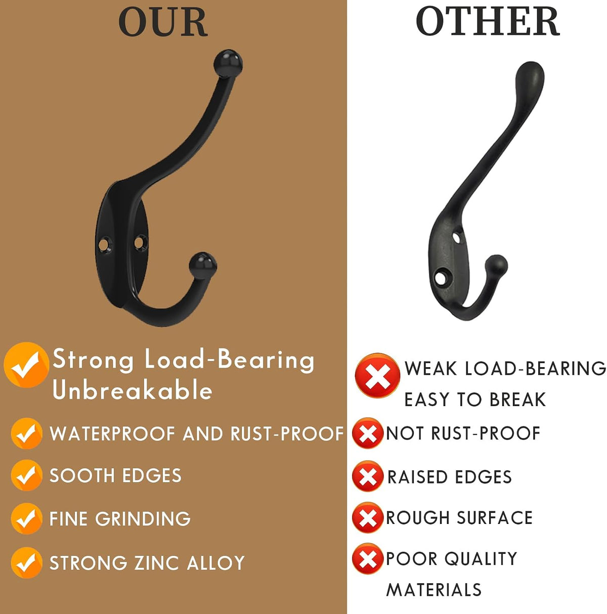 CBWLWJ 32 Pack Coat wall Hooks for Hanging, Durable Coat Hook Wall Mount, with Easy Installation Metal Closet Hooks, Living Rooms, Entrances, Bathrooms, Bedrooms(Black)