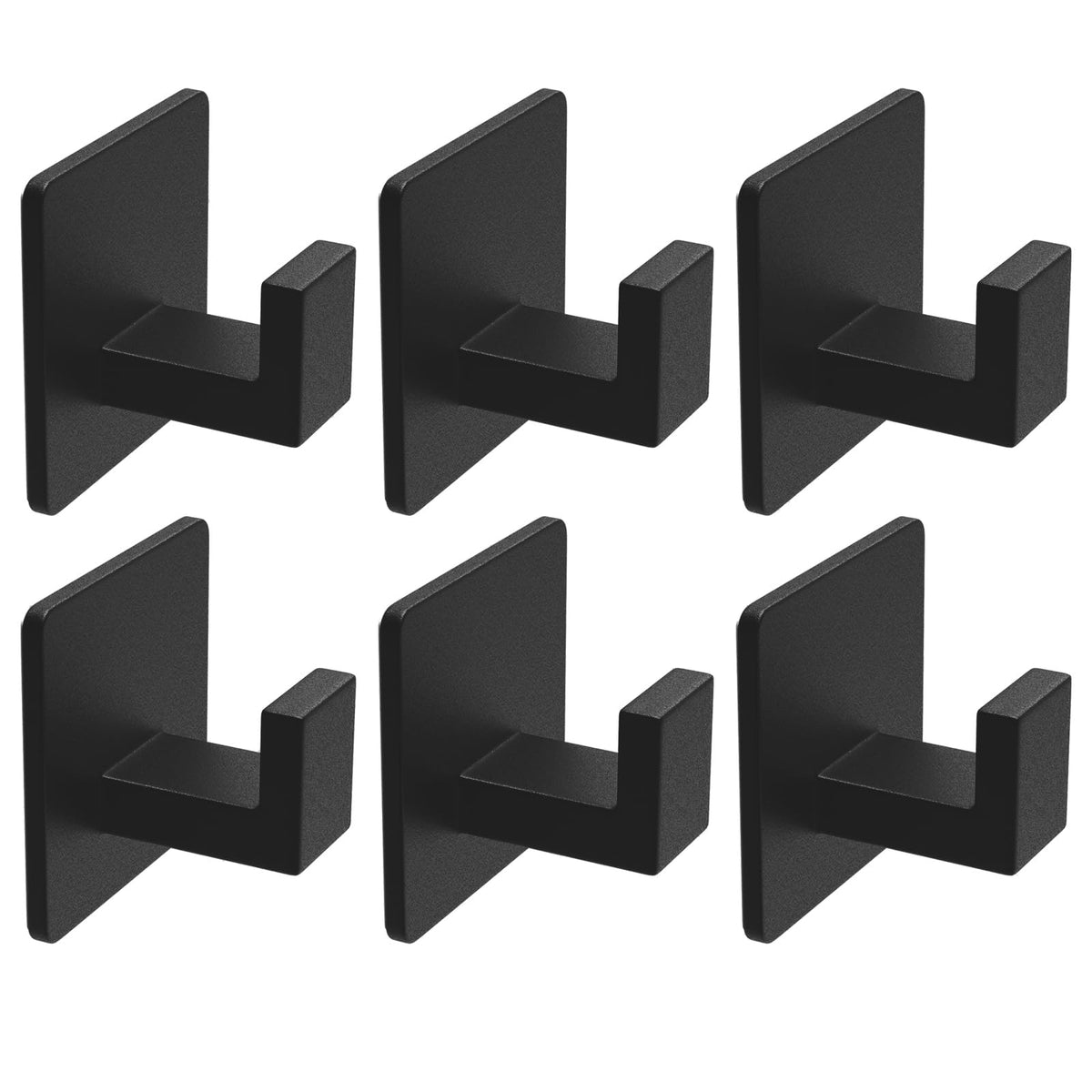 VAEHOLD 4 Pack Adhesive Towel Hooks, Heavy Duty Wall Hooks Aluminum Hooks Stick on Door, Kitchen, Bathroom for Hanging Coat, Hat, Towel, Robe, Clothes (Black)
