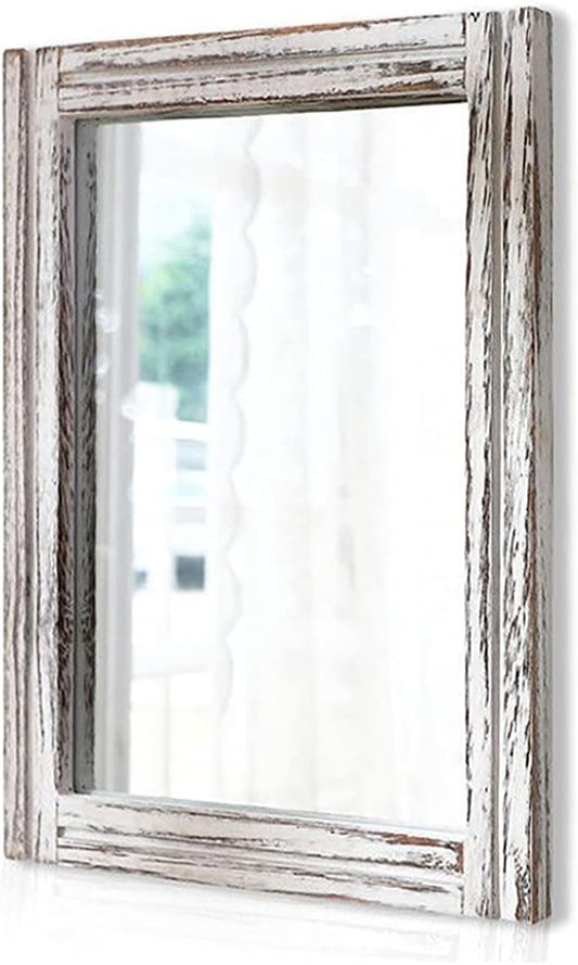 AAZZKANG Wall Mirror Rustic Wood Framed Rectangle Mirrors for Wall 16"x12‘’
