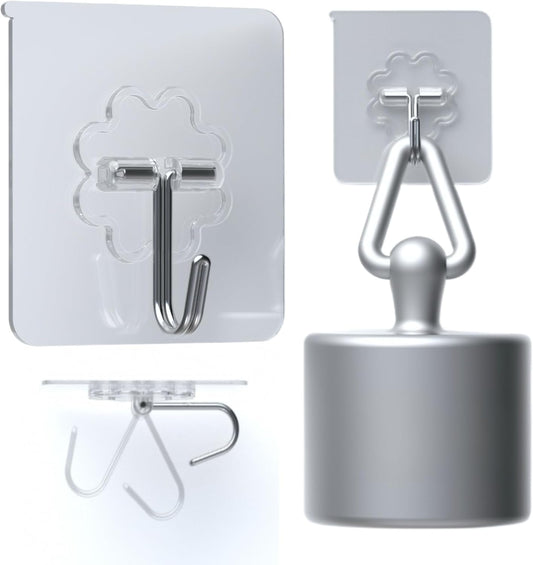 DDMY Adhesive Wall Hooks Heavy Duty 50LB Clear Hook 24 Pack for Hanging