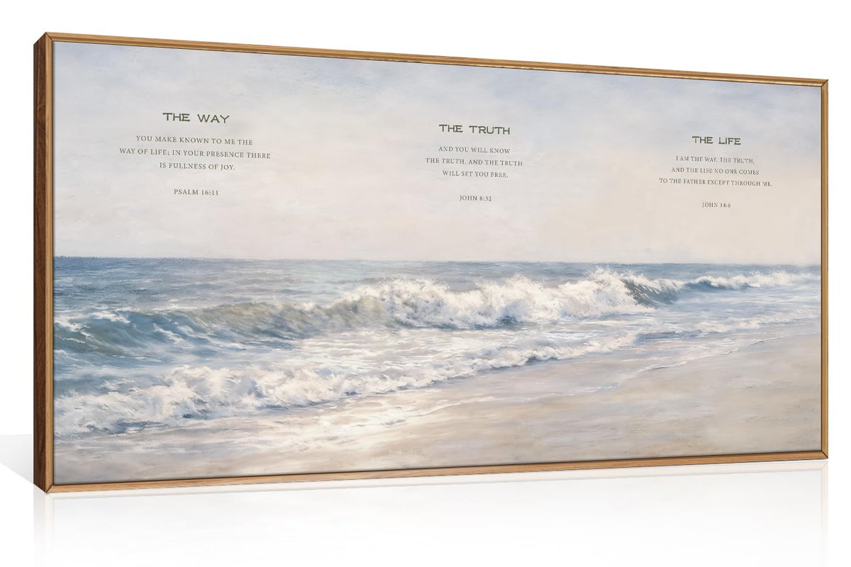 HOURIA Blue White Abstract Neutral Framed Canvas Wall Art Set- 16"x24"x3