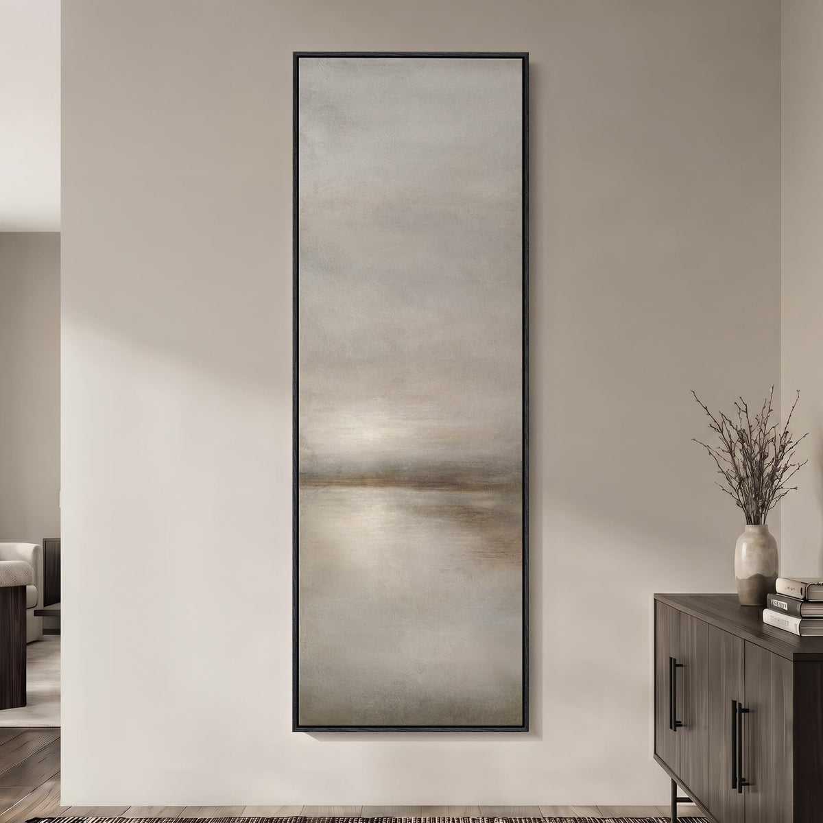 Extra Large Framed Brown Abstract Wall Art for Living Room, Vertical 40x60