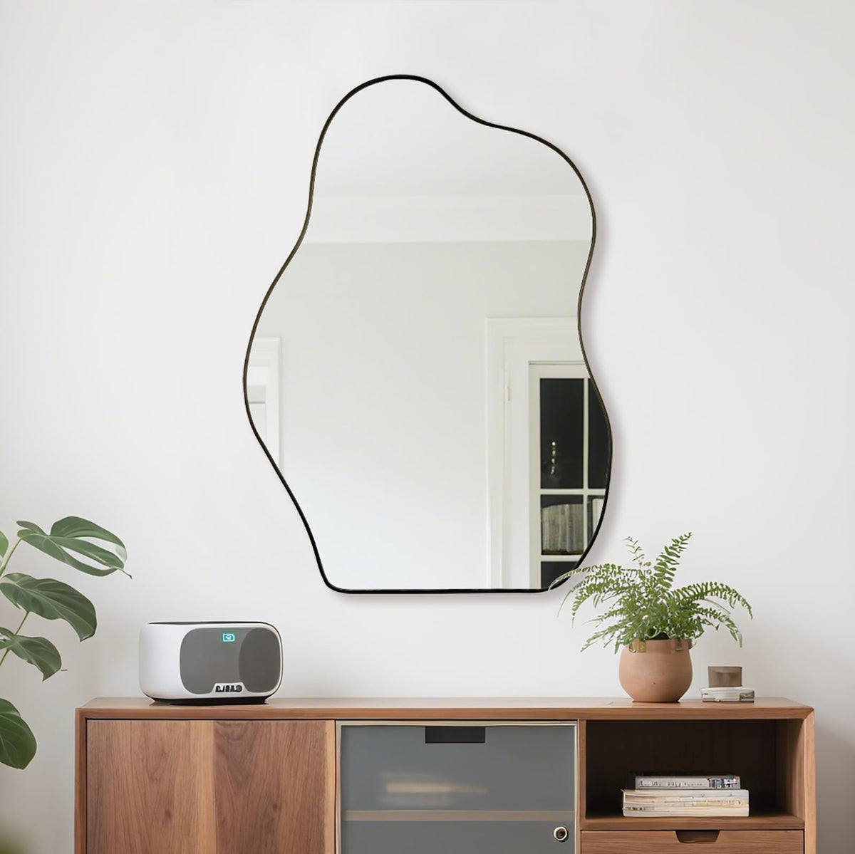 Irregular Asymmetrical Wall Mirror, 28" x 20" Gold Bathroom Mirror