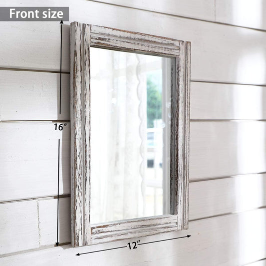AAZZKANG Wall Mirror Rustic Wood Framed Rectangle Mirrors for Wall 16"x12‘’