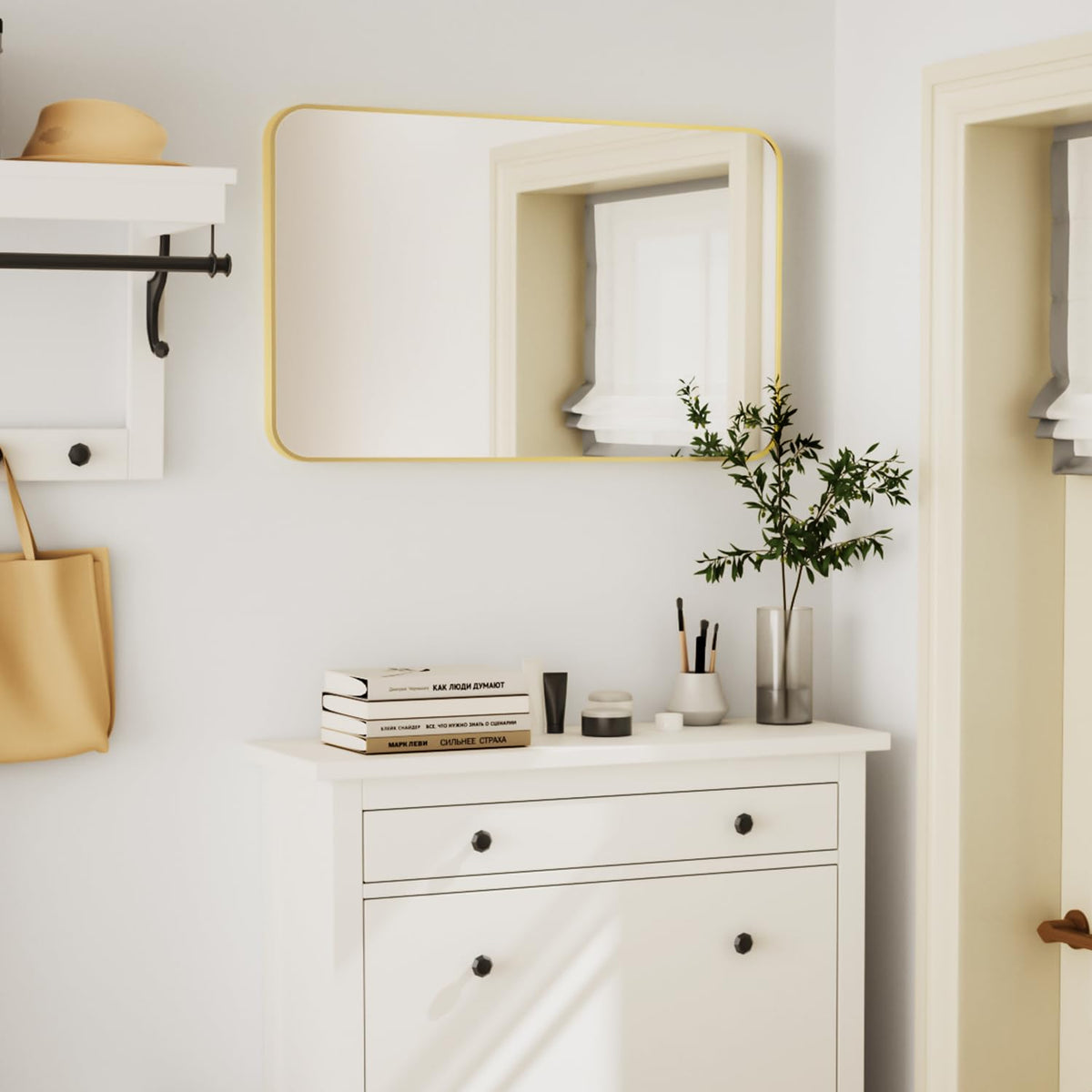 24"x36" Brushed Gold Bathroom Mirror, Rectangle Vanity Mirror for Over Sink