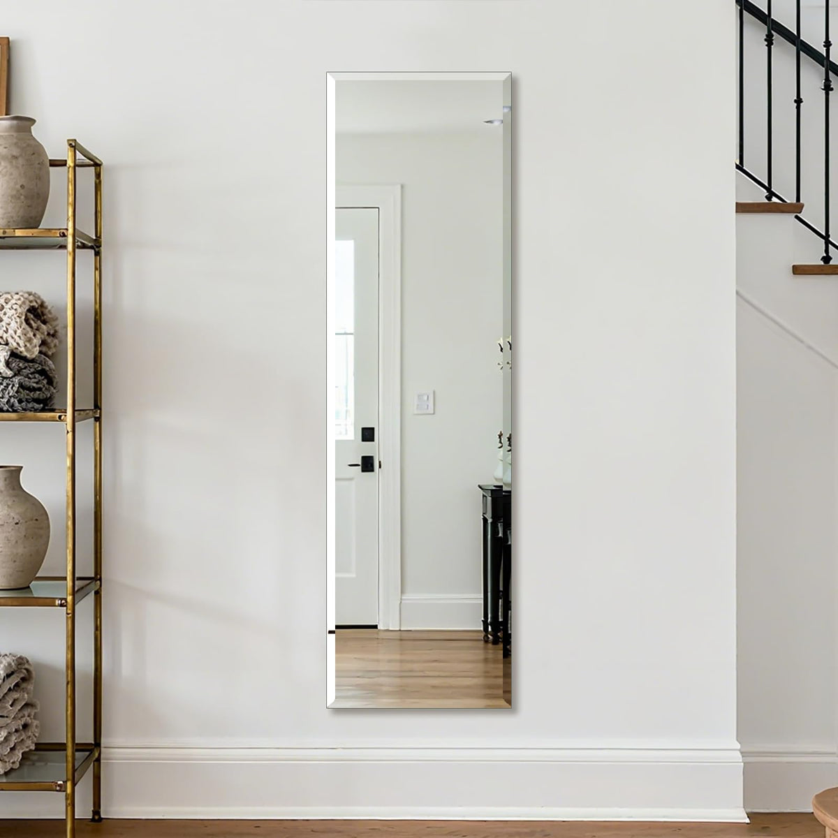 Frameless Full Length Mirror for Wall, 48x12 Inch Bathroom Vanity Mirror