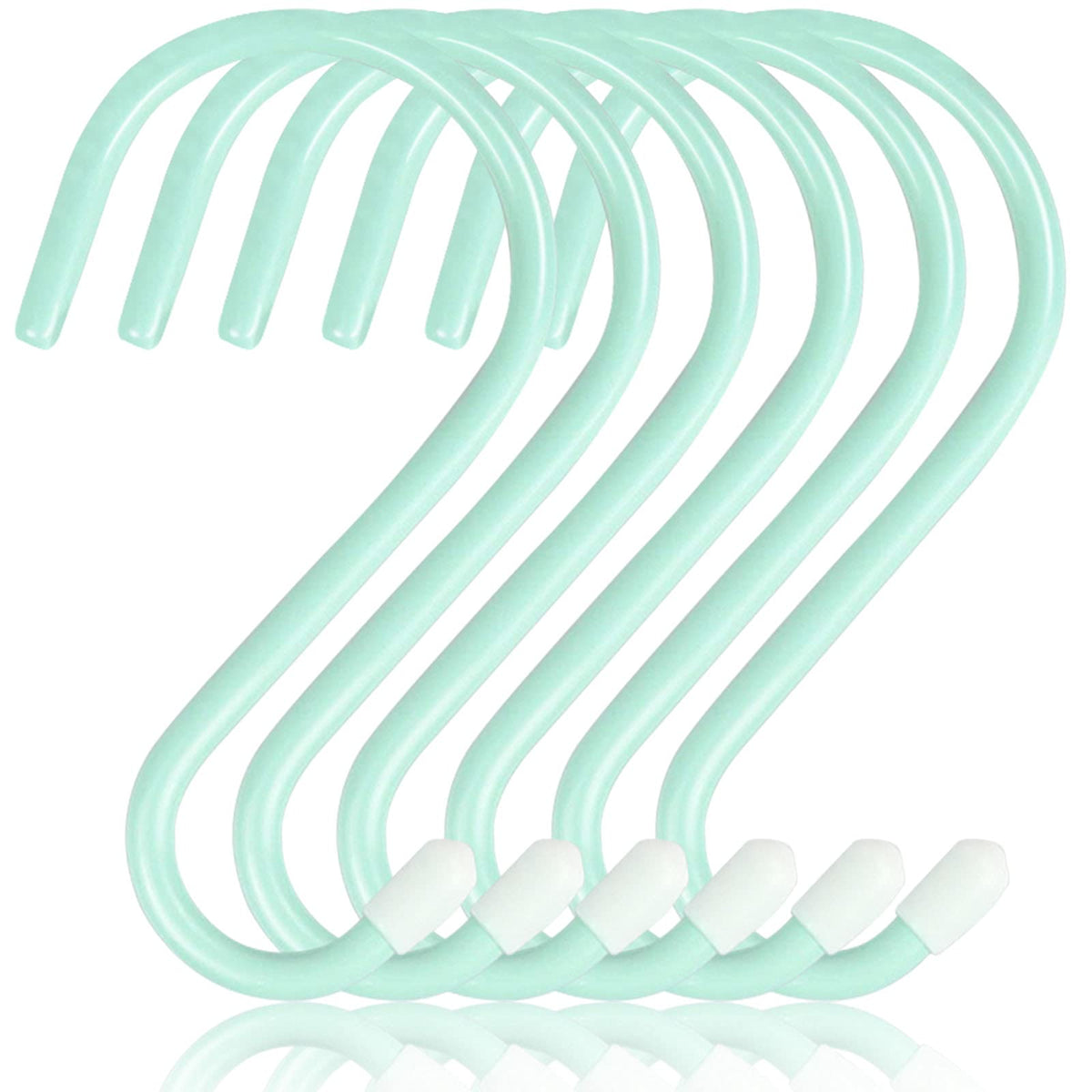DINGEE 6 Inch Heavy Duty S Hooks, Large S Hook for Hanging Plants, Vinyl Coated S Hook 6 Pack Sturdy Non Slip Black S Hooks for Hanging Closet,Bird Feeders,Kitchen,Large Object,Garden Tools