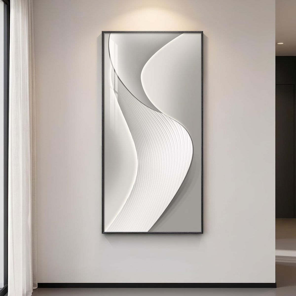 Extra Large Framed Brown Beige Abstract Wall Art for Living Room, 40x60 In