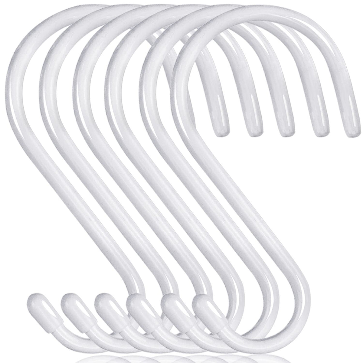 DINGEE 6 Inch Heavy Duty S Hooks, Large S Hook for Hanging Plants, Vinyl Coated S Hook 6 Pack Sturdy Non Slip Black S Hooks for Hanging Closet,Bird Feeders,Kitchen,Large Object,Garden Tools
