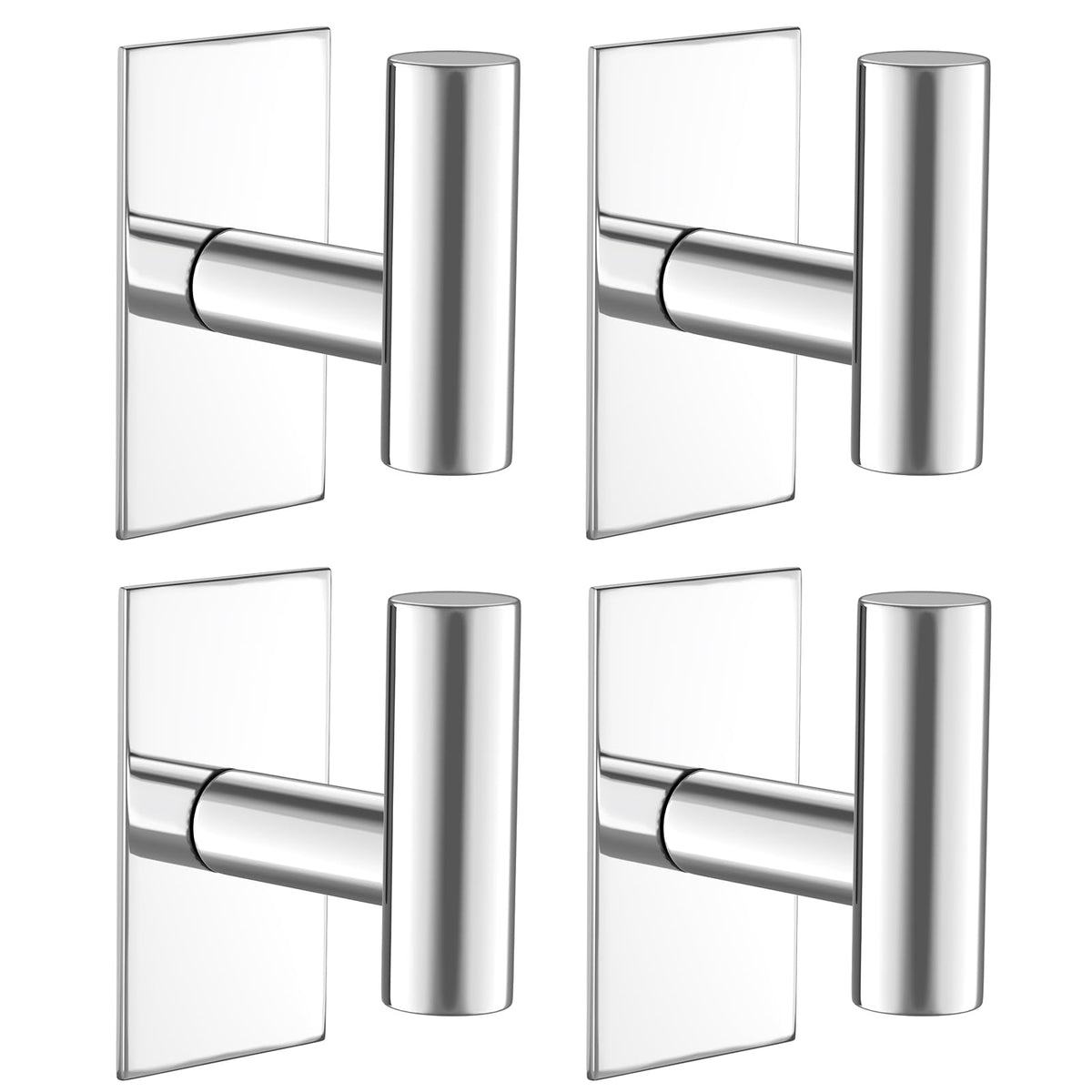 VAEHOLD Wall Towel Hooks, Heavy Duty Sticky Holder Waterproof Towel Hooks for Hanging Coat, Clothes, Closet Hook Wall Mount for Kitchen (Black, 4 Pack)
