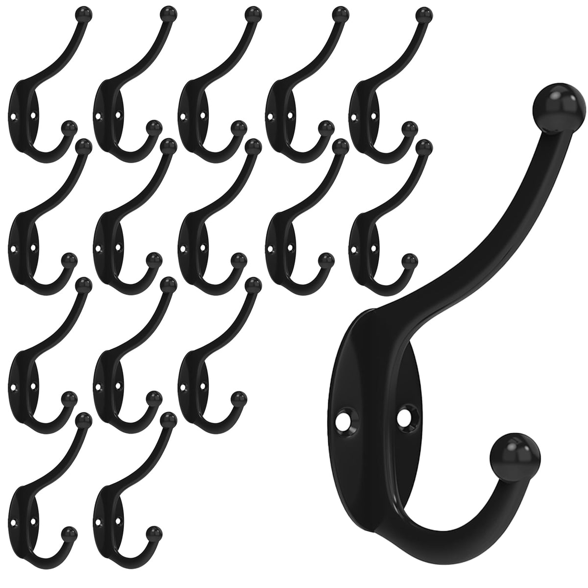 CBWLWJ 32 Pack Coat wall Hooks for Hanging, Durable Coat Hook Wall Mount, with Easy Installation Metal Closet Hooks, Living Rooms, Entrances, Bathrooms, Bedrooms(Black)