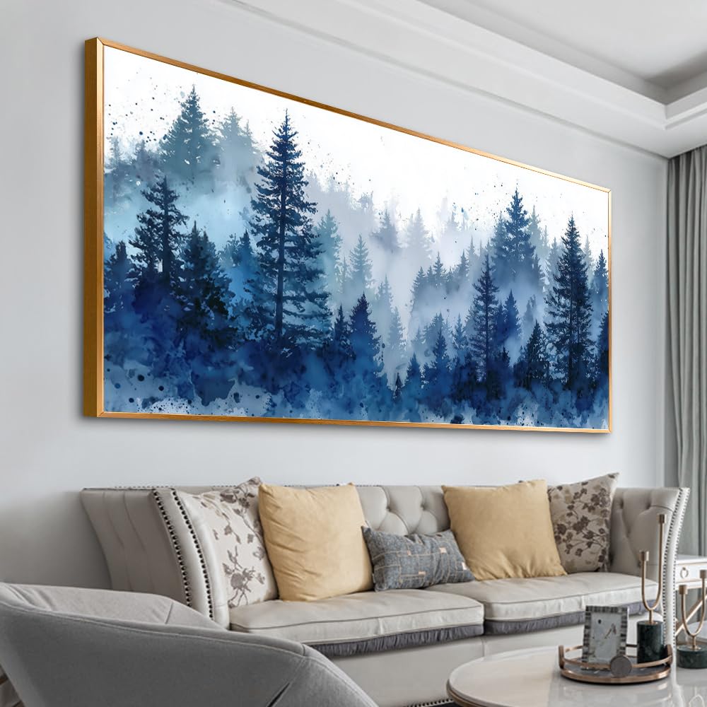 BewDalky Abstract Coastal Beach Wall Art Blue Ocean Waves Canvas Prints Modern Minimalist Landscape Painting Seascape Pictures Artwork for Living Room Bedroom Bathroom Beachy House Wall Decor 20"x40"