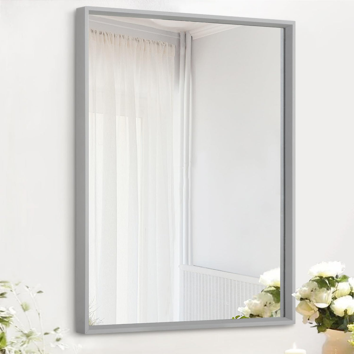 AAZZKANG Mirrors for Wall Rectangular Metal Framed Black 16"x12"