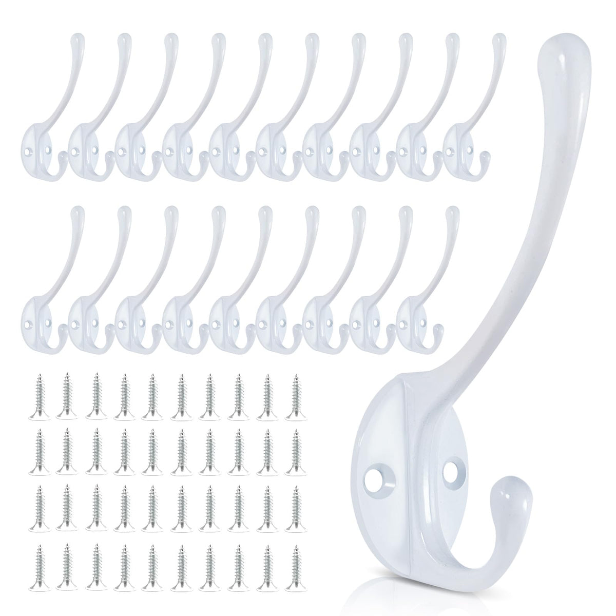 Wall Hooks for Hanging, 20-Pcs Heavy Duty Metal Coat Hooks, for Living Room, Bathroom, Kitchen, Bedroom for Coats, Towel, Hat, Key, Closet, Bag (Black)