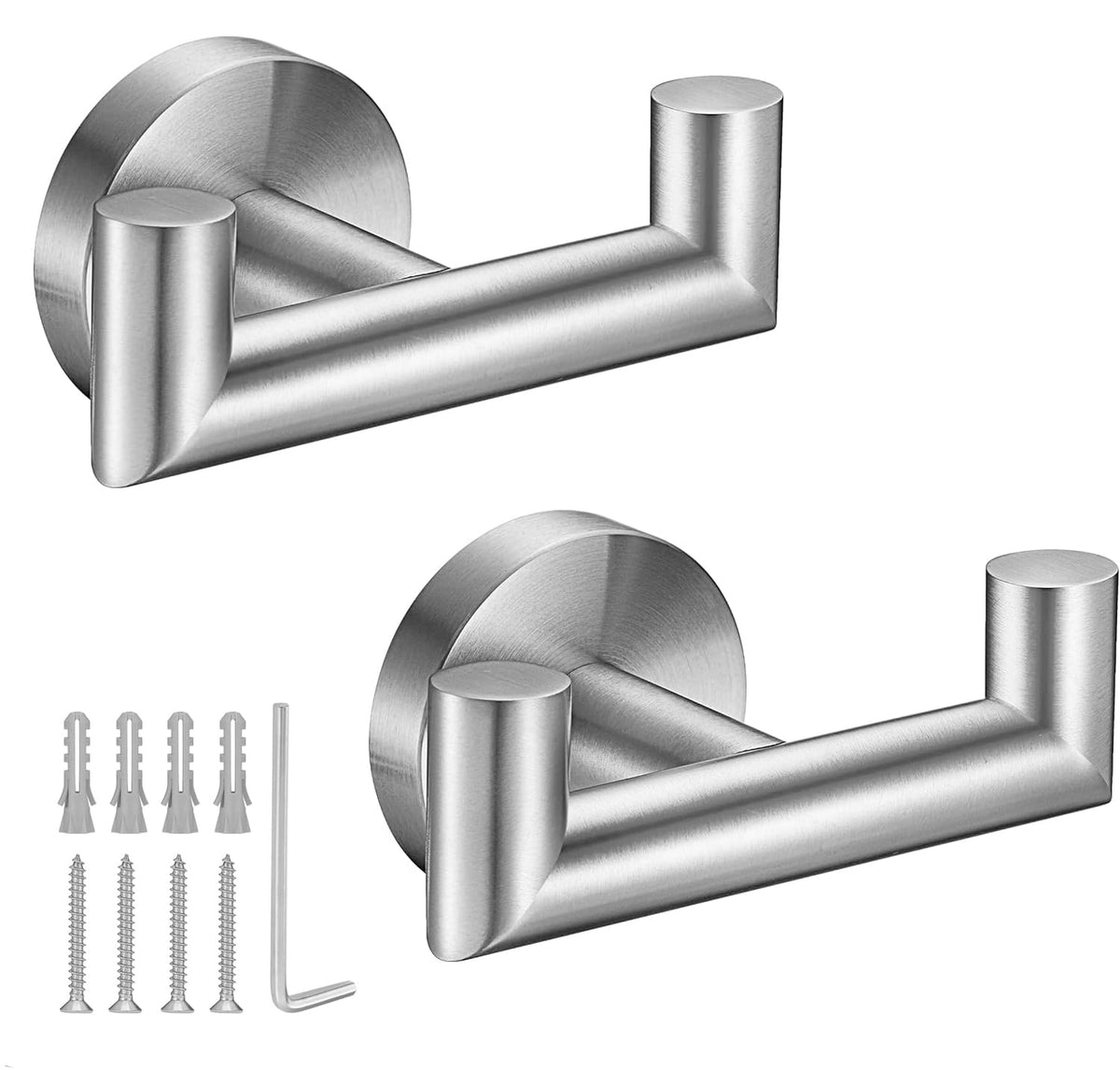 Towel Hooks for Bathrooms,Towel Hook for Kitchen Bathroom,SUS304 Stainless Steel Coat Hook,Heavy Duty Double Holder Robe Hooks for Hanging Towels,Coats,Sponges,Clothes,Wall Mount,Matte Black,2 Pack