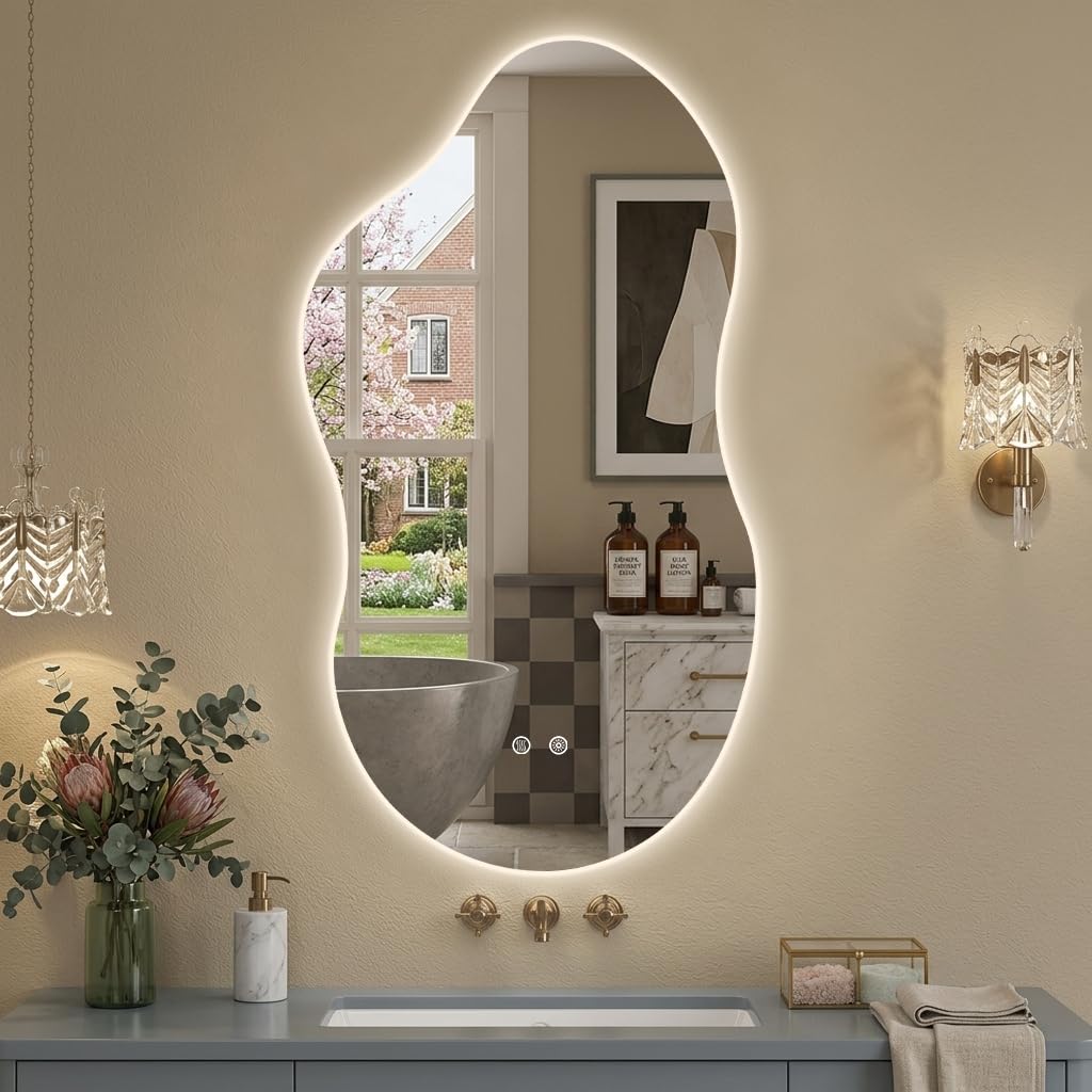 Irregular Wall Mirror 24×40 Inch Black