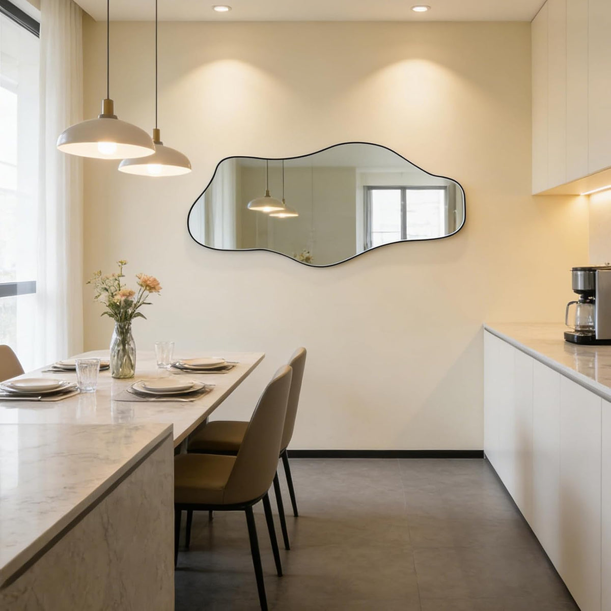 67"x31" Irregular Full Length Mirror, Abstract Frameless Mirror