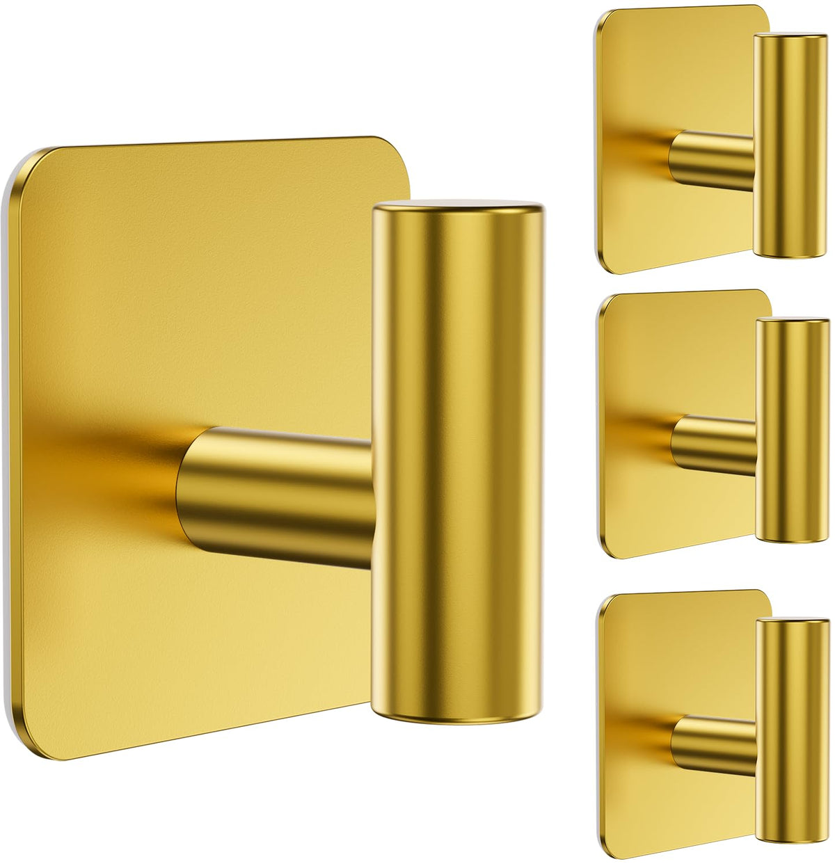 Aikzik 4 Pack Large Heavy Duty Wall Hooks - 26lb Max, Stainless Steel Adhesive Towel Hook, Shower Hooks for Hanging Towel, Coat, Robe, Wall Hook for Use in Bathroom, Kitchen and Door, Matte Black