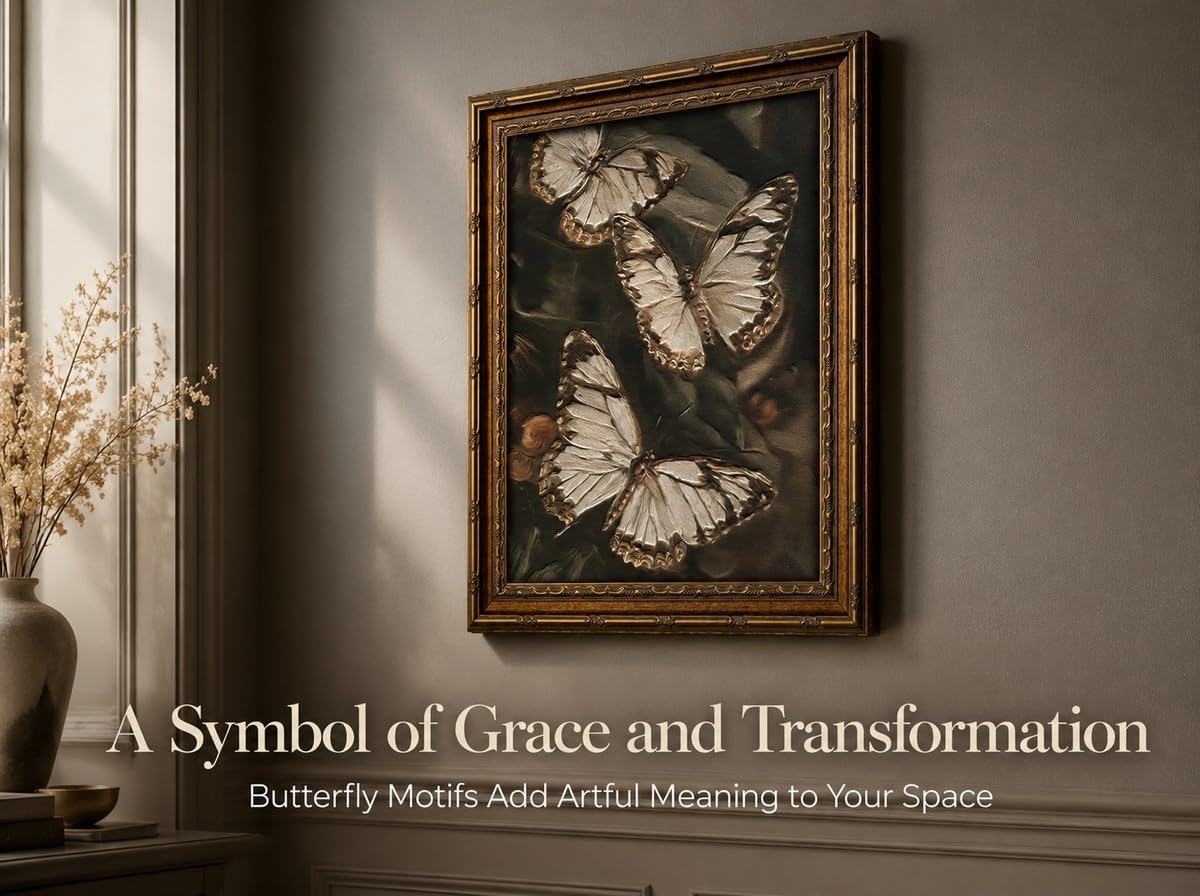 CXYWDHVO Vintage Butterfly Framed Wall Art, Antique Oil Painting, 9x11 Inch