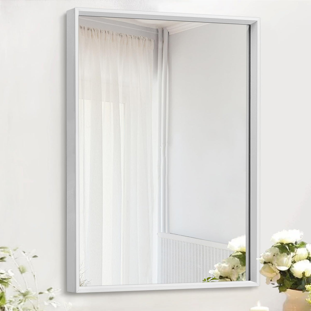 AAZZKANG Mirrors for Wall Rectangular Metal Framed Black 16"x12"