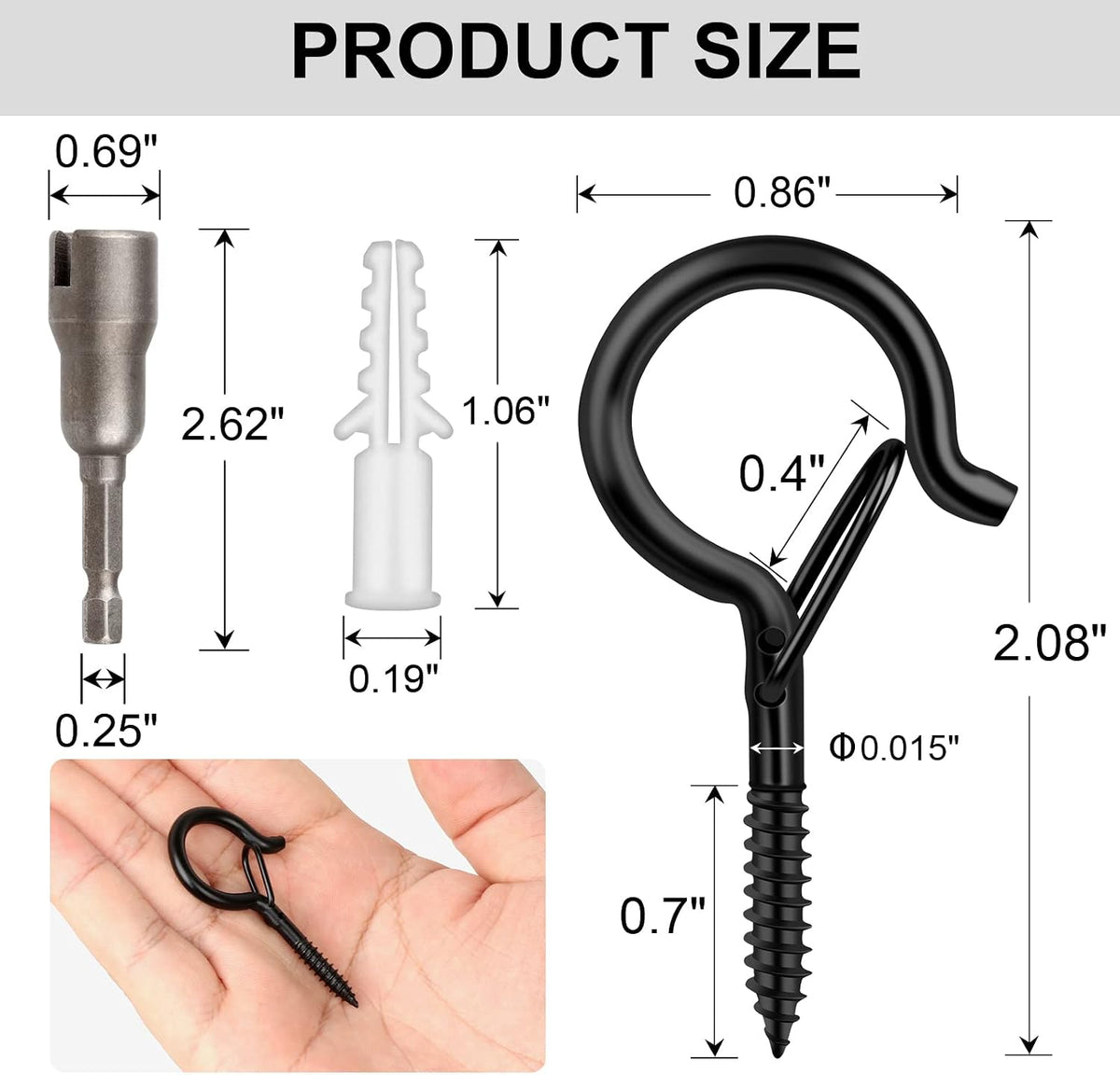 FSAH 36 PCS Q-Hanger Hooks with Safety Buckle, Windproof Screw Hooks