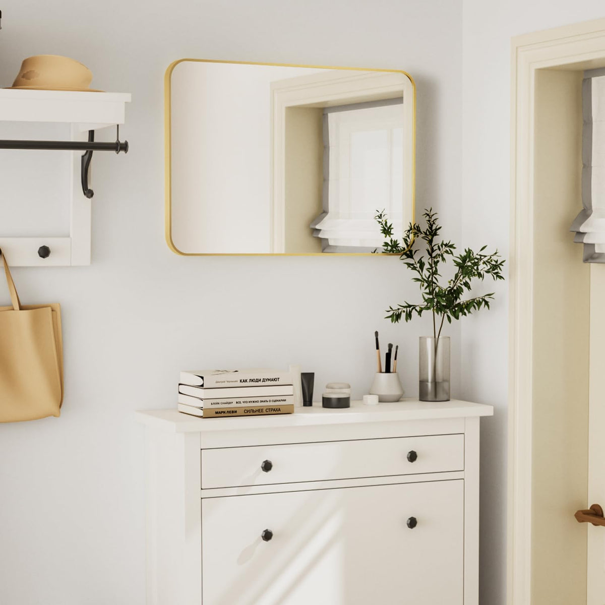24"x36" Brushed Gold Bathroom Mirror, Rectangle Vanity Mirror for Over Sink