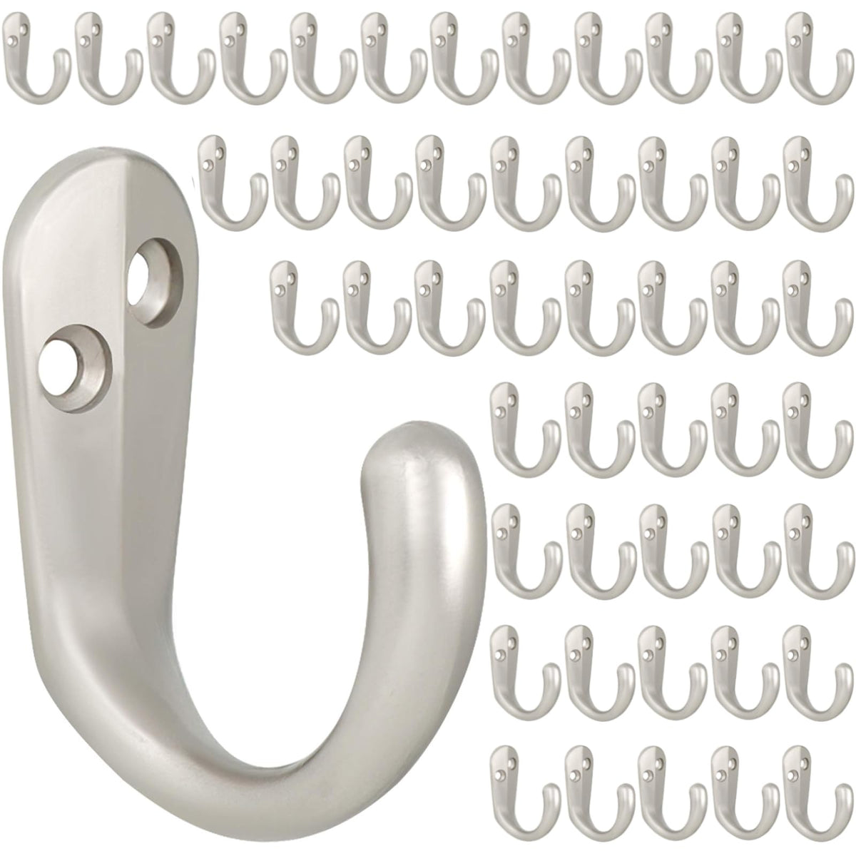 IBosins 50PCS Coat Hooks Wall Mounted Black Single Prong Robe Hook