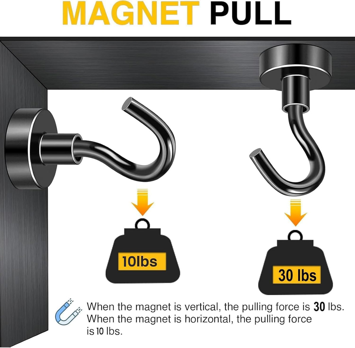 DIYMAG Magnetic Hooks 20pcs 30lbs+ Cruise Essentials 2026 Magnet Hook Black