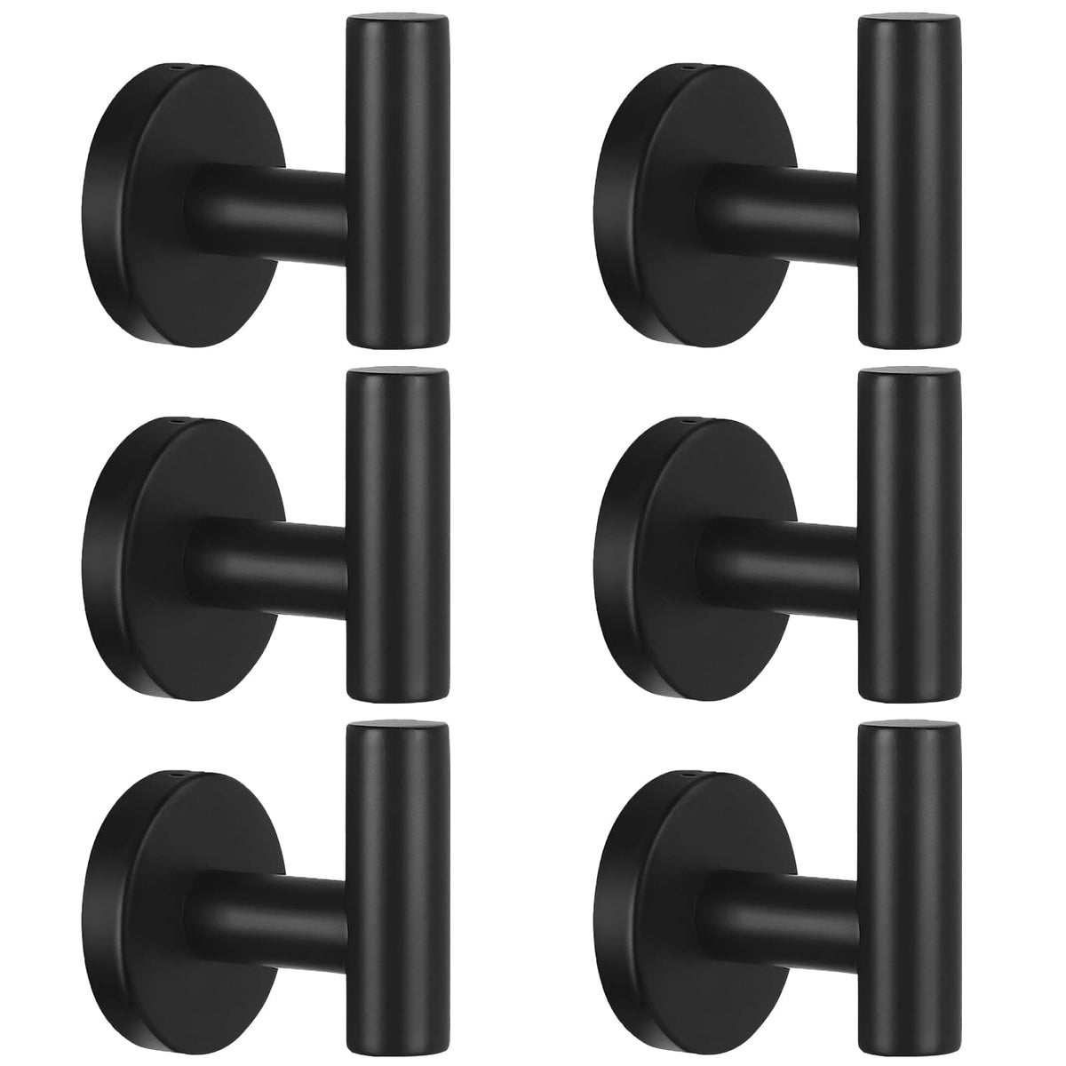 Kruodop Towel Hooks for Bathroom,2 Packs Wall Mount Towel Holder,Black Matte Wall Robe Hook,Stainless Steel Heavy Duty Door Hanger Towel Hook for Kitchen, Bedroom,Hotel,Pool,Coats(Drilling)