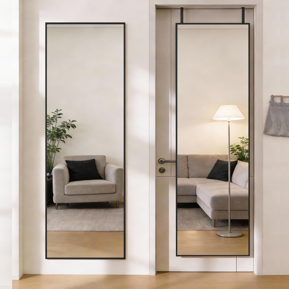 Mirror Full Length, Upgraded 16"x59" Body Wall Mirrors with Shatter-Proof Glass, Floor Standing, Hanging or Leaning, Tall Mirror with Stand Aluminum Alloy Frame for Bedroom Cloakroom