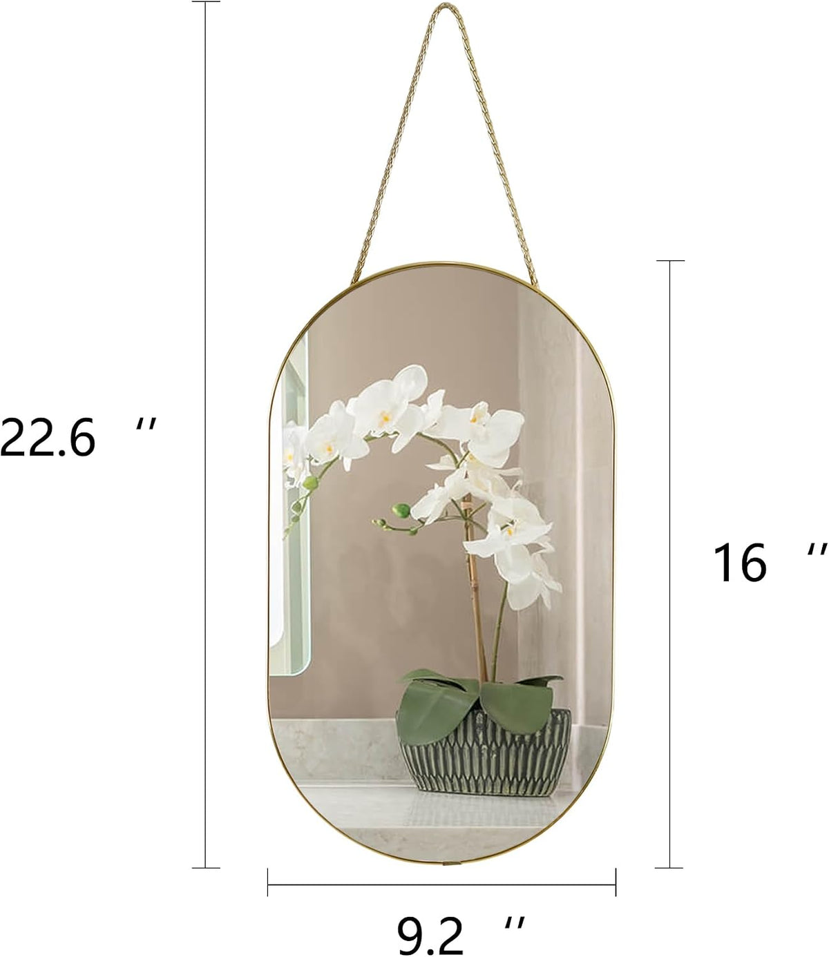 YCHMIR Oval Wall Mirror, Gold, Oval Shape