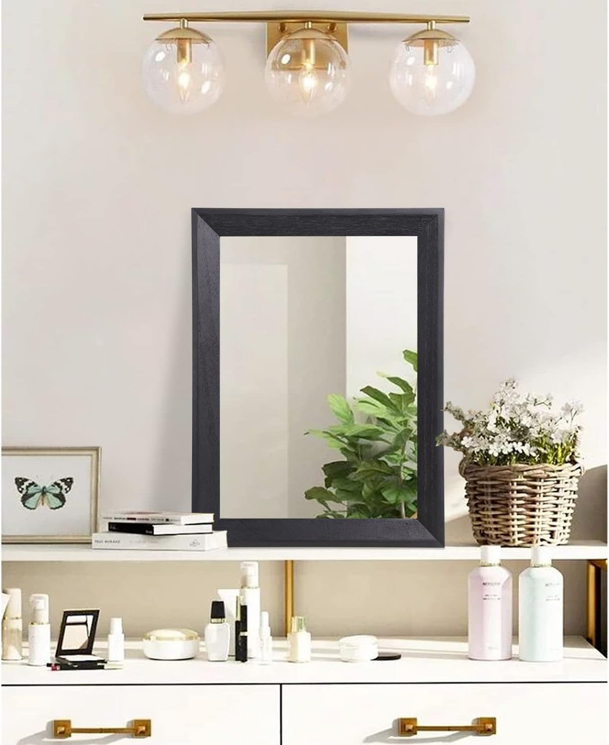AAZZKANG Wall Mirror Black Wood Framed Rectangle Mirrors for Wall 16"x12"