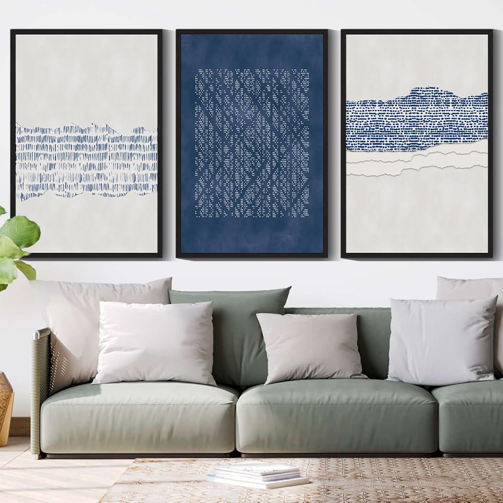 Drsoum Mid-Century Modern Framed Wall Art Minimalist Abstract Boho Neutral Line Wall Decor Geometric Artwork Kitchen Dining Room 11x14in Natural Framed