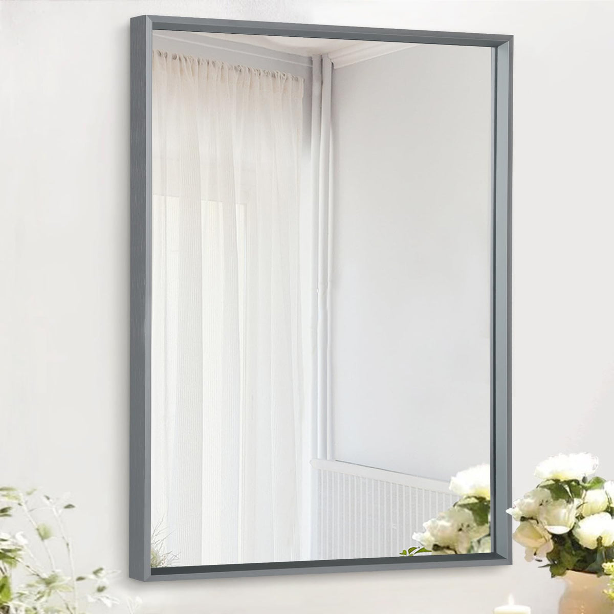 AAZZKANG Mirrors for Wall Rectangular Metal Framed Black 16"x12"