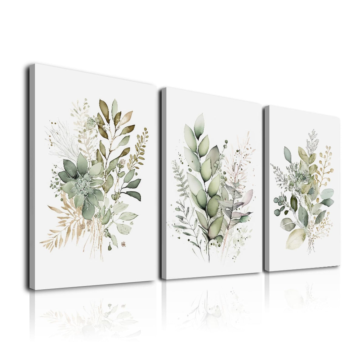 Sage Green Wall Art Set of 3,Abstract Green Wall Decor Living Room,Minimalist Modern Framed Wall Art Marble Line Beige Gold Green Canvas Artwork Paintings,Boho Room Decor,Bedroom Bathroom Office Artwork,12"x16"