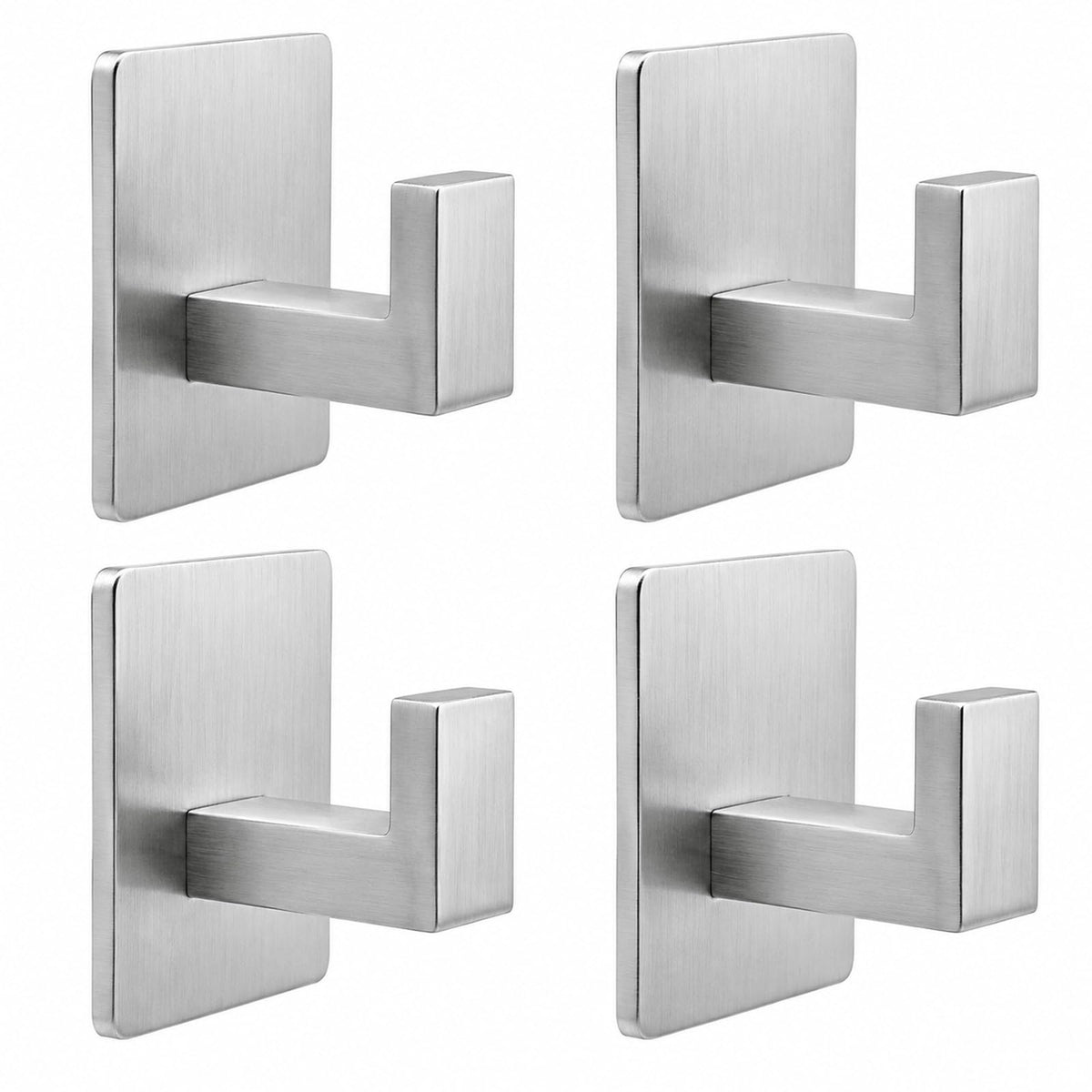 VAEHOLD 4 Pack Adhesive Towel Hooks, Heavy Duty Wall Hooks Aluminum Hooks Stick on Door, Kitchen, Bathroom for Hanging Coat, Hat, Towel, Robe, Clothes (Black)